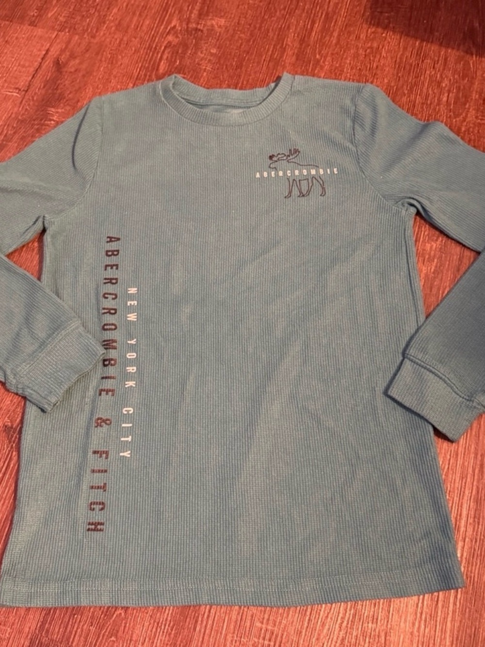 Abercrombie & FitchWaffle Knot Teal Long-Sleeve Thermal Shirt SZ 13-14 #0081